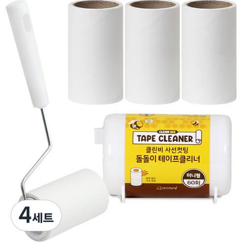 네이쳐리빙 클린비 사선컷팅 돌돌이 테이프 클리너 본체 + 리필 4p, 4세트