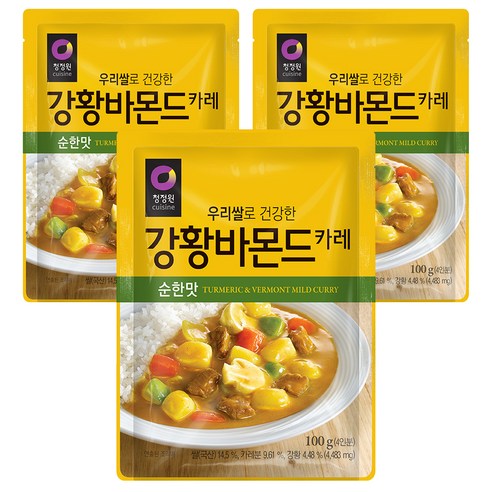 청정원 우리쌀 강황바몬드 카레 순한맛, 100g, 3개