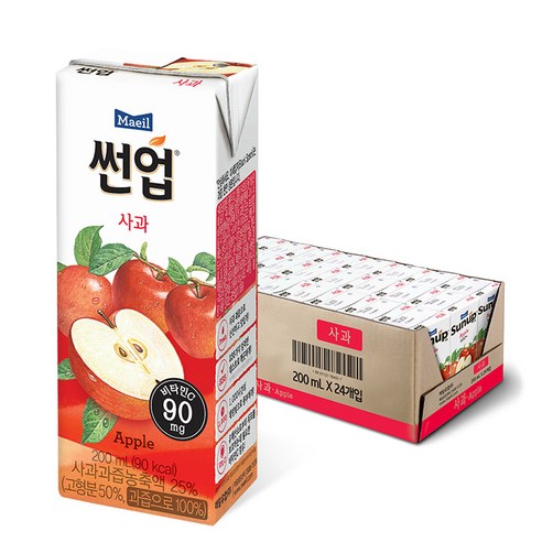 썬업 사과주스, 200ml, 24개