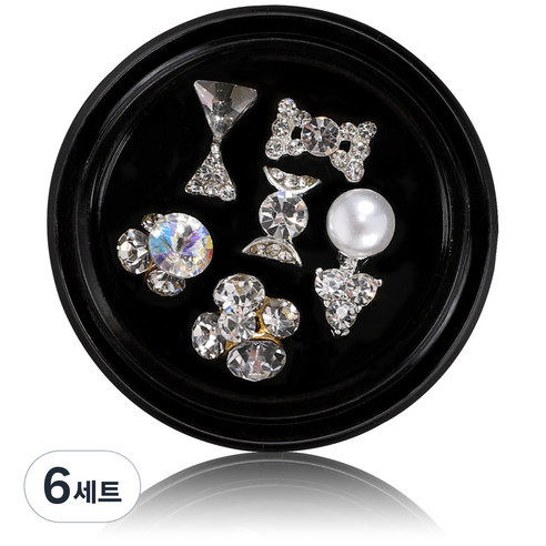 엔비키덜트 10 실버 네일스톤 6종 세트 M02B90, 혼합 색상, 6세트