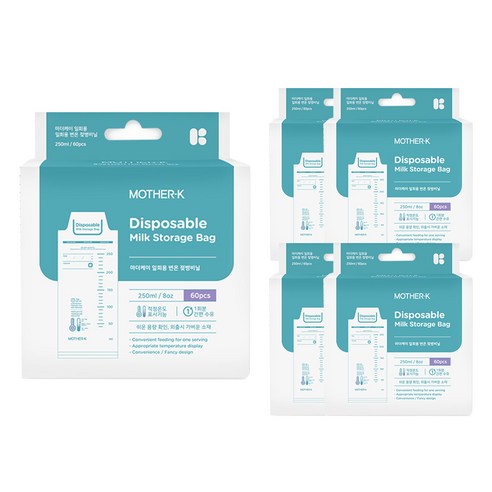 마더케이 일회용 변온젖병비닐팩 250ml, 60매, 5팩
