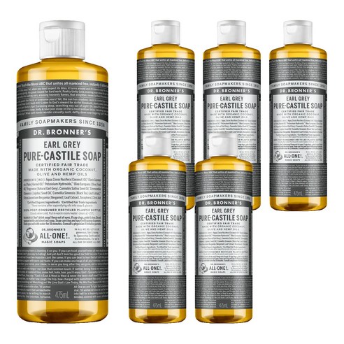 닥터브로너스 퓨어 캐스틸 솝 얼그레이향, 475ml, 6개