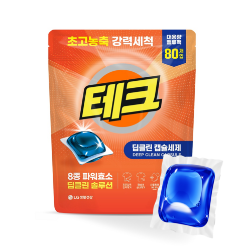 테크 딥클린 초고농축 캡슐세제 프레쉬향, 1개, 80개입