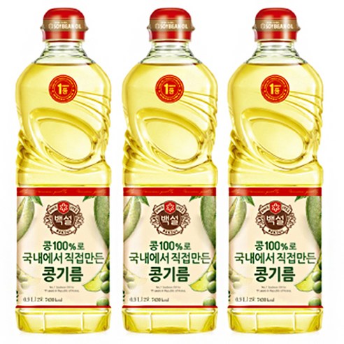 백설 콩기름, 900ml, 3개