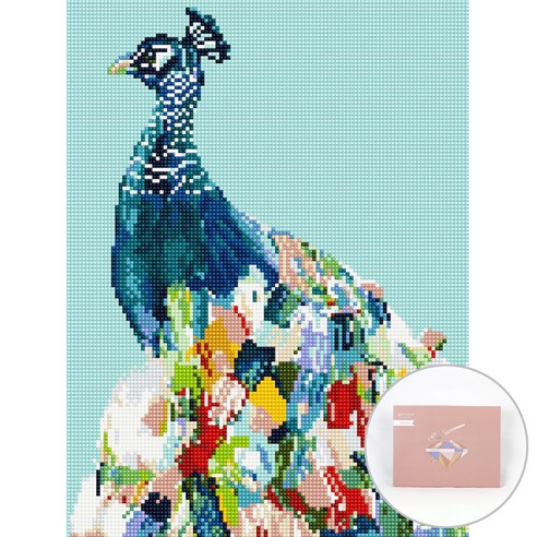 아트조이 DIY 보석십자수 캔버스형 30 x 40 cm, 민트 피콕, 1세트