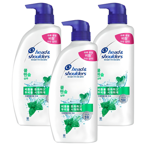 헤드앤숄더 쿨 멘솔 샴푸 멘솔향, 850ml, 3개