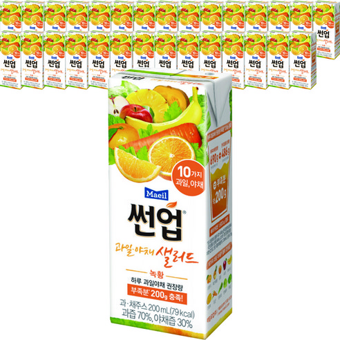 썬업 과일야채샐러드 혼합쥬스 녹황, 200ml, 96개