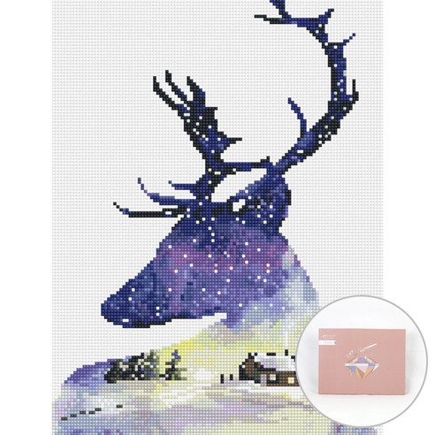 아트조이 DIY 보석십자수 캔버스형 30 x 40 cm, 설원의 순록, 1개