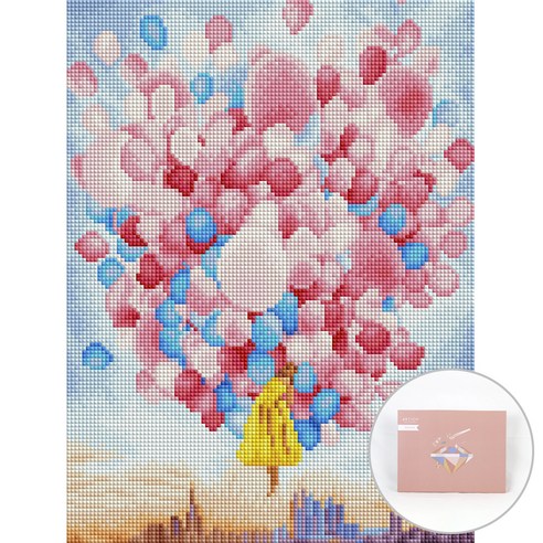 아트조이 DIY 보석십자수 세트 캔버스형 30 x 40 cm, 풍선을 타고, 1세트