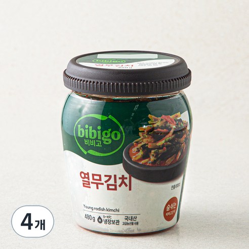 비비고 열무 단지 김치, 480g, 4개