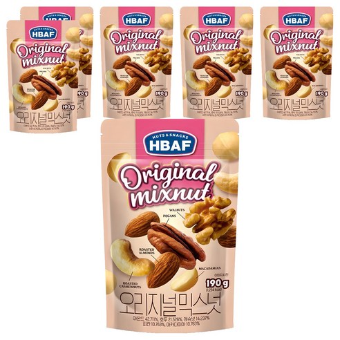 바프 넛츠앤스낵스 오리지널 믹스넛, 190g, 6개