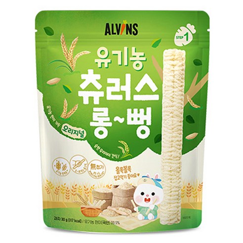 엘빈즈 유아용 유기농 츄러스 롱뻥 STEP1, 오리지널맛, 1개