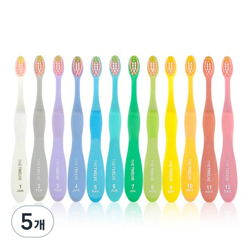 더트웰브 3단계 키즈칫솔 3-8세용, 파스텔, 12개입, 5세트