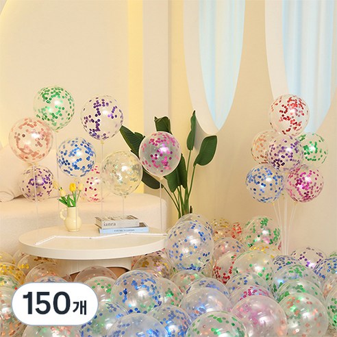 피앤비유니티 컨페티 라운드 풍선 30cm, 01 9색혼합, 150개