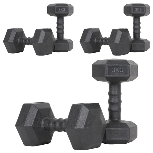 아이워너 맨즈 육각아령 블랙, 3kg, 6개