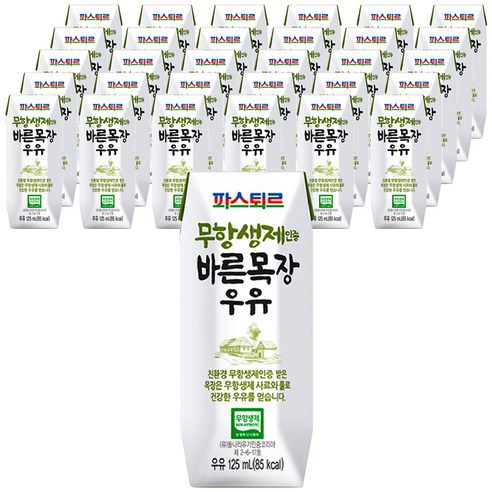 파스퇴르 무항생제 인증 바른목장 우유, 24개, 190ml