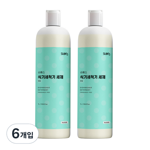 슈베스 올인원 식기세척기 액체 세제, 6개, 1L