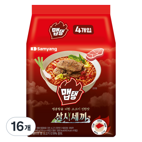 맵탱 맵콤함을 더한 소고기 진한맛 라면 110g, 16개