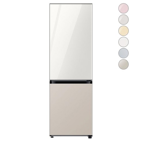 [색상선택형] 삼성전자 비스포크 냉장고 방문설치, 글램 화이트 + 새틴 베이지, RB33A3004AP