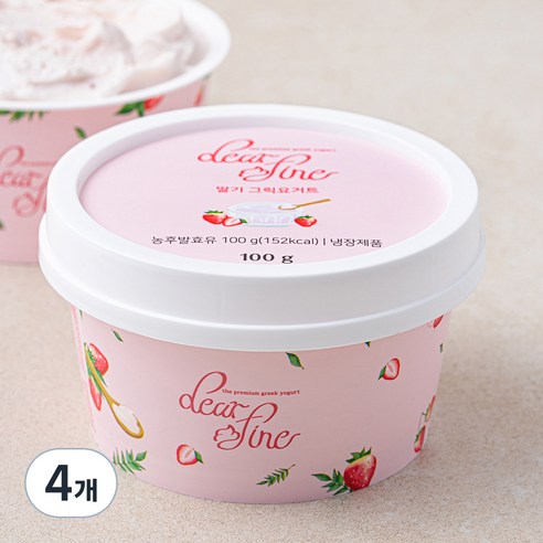 디어파인 딸기 그릭요거트, 100g, 1개입, 4개