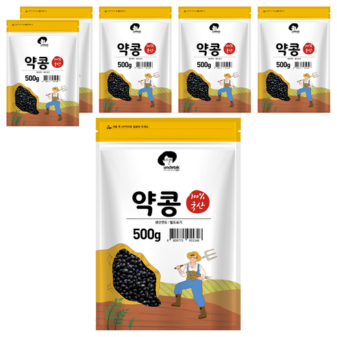엉클탁 국산 약콩 쥐눈이콩, 500g, 6개