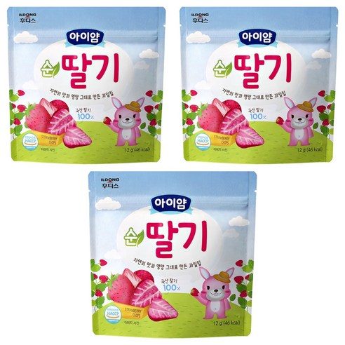 아이얌 순딸기 동결건조 과일칩, 12g, 3개