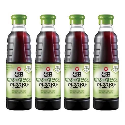 샘표 맛있게 염도낮은 양조간장, 500ml, 4개