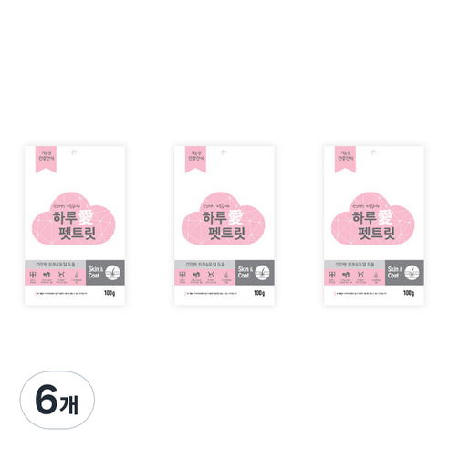 하루애 강아지 펫트릿 기능성 수제간식, 6개, 피부 앤 모질