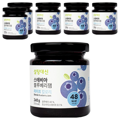 설탕대신 스테비아 블루베리잼, 240g, 6개