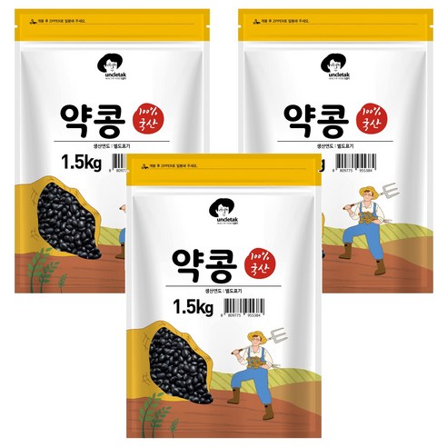 엉클탁 국산 약콩 쥐눈이콩, 1.5kg, 3개
