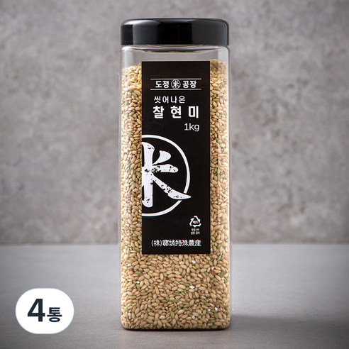 도정공장 씻어나온 찰현미, 1kg, 4통