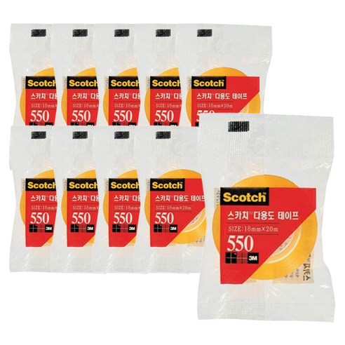스카치 다용도 리필 셀로판 테이프 550 18mm x 20m, 10개