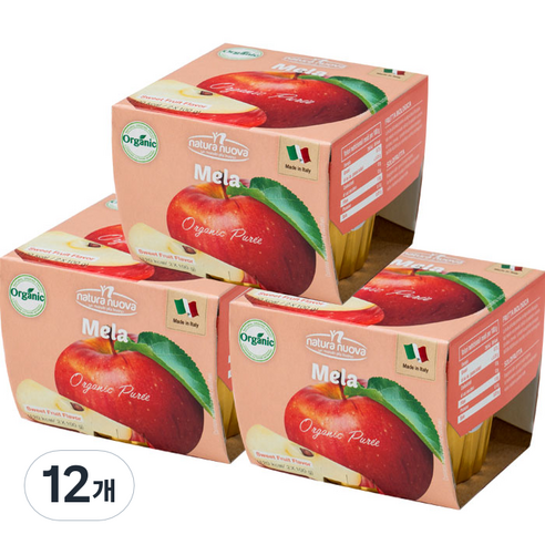 네츄럴누바 유기농 생과일 퓨레 100g, 사과, 12개