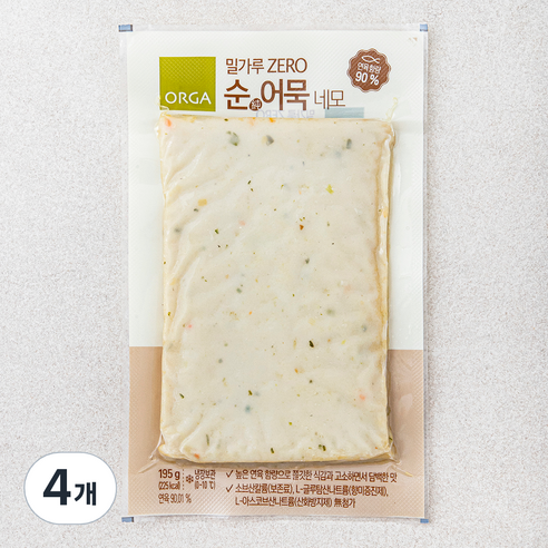 올가홀푸드 밀가루 ZERO 순어묵 네모, 195g, 4개