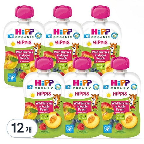 힙 와일드베리 인 애플피치 이유식, 와일드 베리 + 애플피치 혼합맛, 100g, 12개