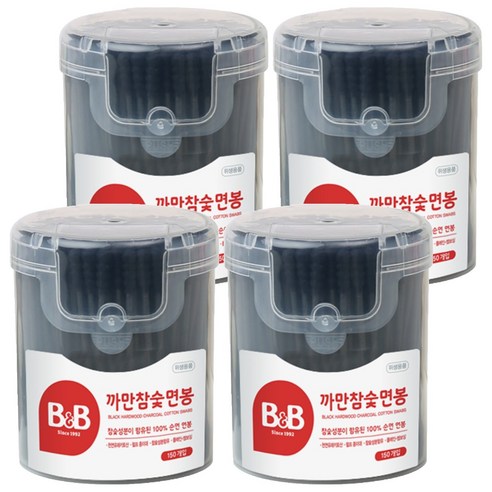 비앤비 까만참숯면봉, 150개입, 4개