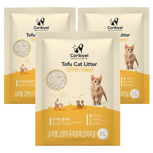 꼬리별 프리미엄 고양이 두부모래 오리지널, 3개입