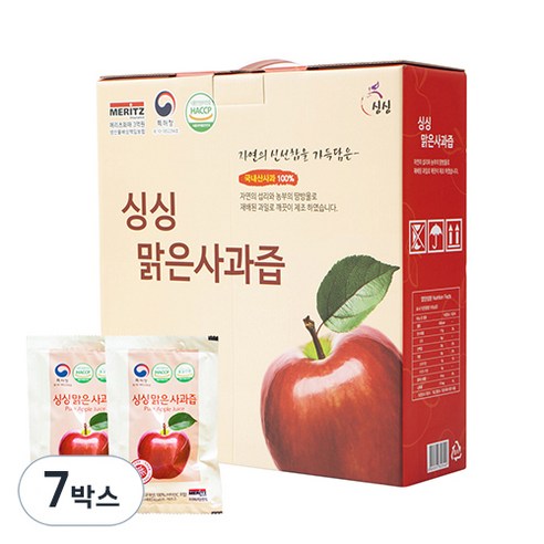 싱싱 맑은 사과즙, 100ml, 7박스