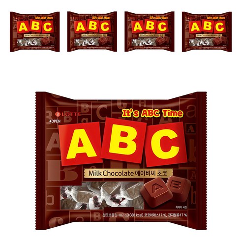 롯데웰푸드 ABC 초콜릿, 187g, 5개