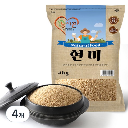농사꾼 현미, 4kg, 4개