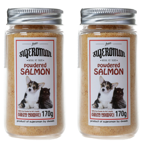 SUJEROMAN 반려동물 파우더 간식, 연어, 170g, 2개