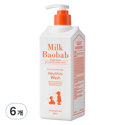 밀크바오밥 베이비 앤 키즈 바디 워시, 500ml, 6개