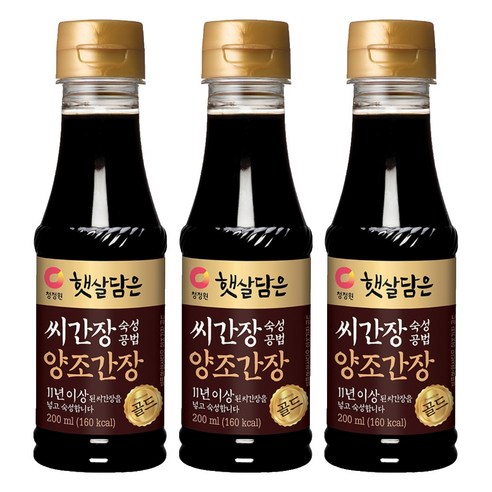 대상 청정원 씨간장 숙성 양조간장 골드, 200ml, 3개