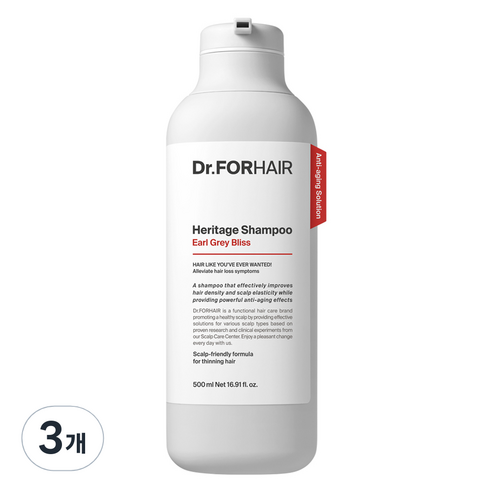 닥터포헤어 두피 안티에이징 헤리티지 샴푸 얼그레이 블리스향, 500ml, 3개