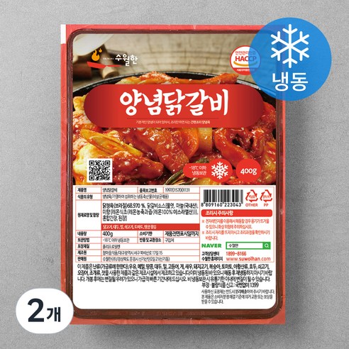 수월한 양념닭갈비 (냉동), 400g, 2개