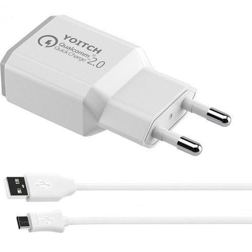 요이치 퀄컴 2.0 리버스 고속 USB 충전기 CTC-QC20 + C타입 케이블 2.0m, 화이트, 1세트