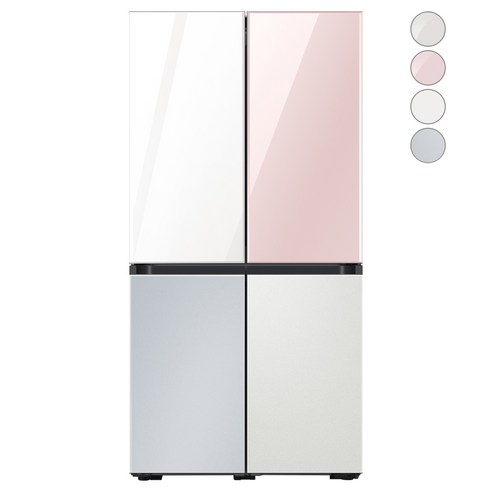 [색상선택형] 삼성전자 비스포크 프리스탠딩 냉장고 방문설치, RF85A9241AP, 글램 화이트 + 글램 핑크 + 코타 페블 + 코타 화이트