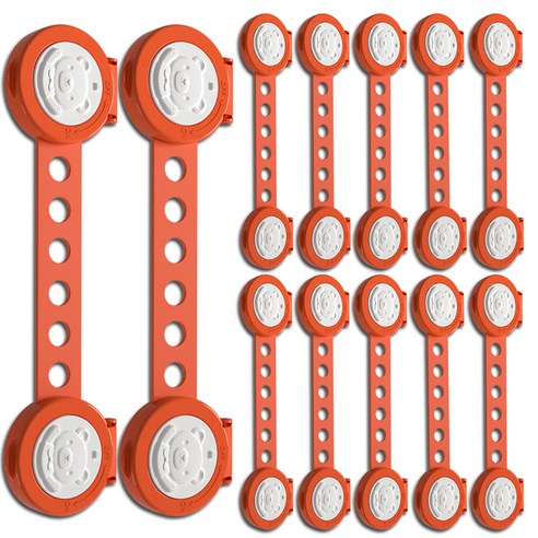 원더파파 아기 서랍 안전 잠금장치 곰돌이 다이얼 밴드형, 12개, 오렌지 서랍문열림방지