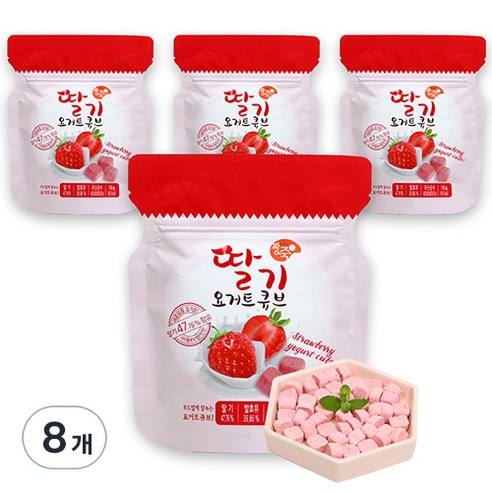 짱죽 요거트큐브, 딸기, 16g, 8개