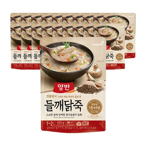 양반 들깨닭죽 파우치, 9개, 420g